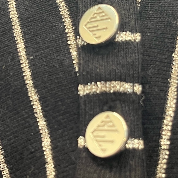 Lauren by Ralph Lauren  Long Sleeve V-neck Shirt with Metallic Stripes Size XL - Picture 5 of 7